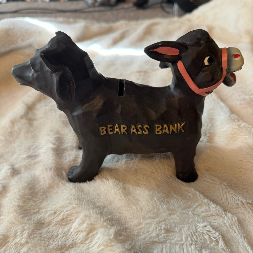 “Bear Ass Bank” Donkey‎ Bear Vintage Piggy Coin Bank- Midcentury  Collectible